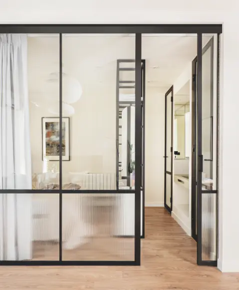 verrière de séparation avec porte coulissante