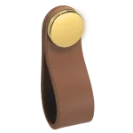 Cuir marron pastille doré poignée