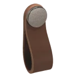 Cuir marron pastille vieux fer poignée