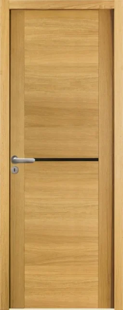 porte d'intérieur chêne naturel insert alu noir